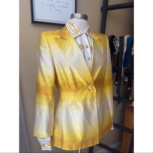 VINTAGE ESCADA OMBRÉ SILK BLAZER SZ38 - Picture 6 of 11
